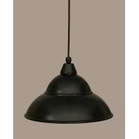 Cord Mini Pendant Shown In Matte Black Finish With 13 Matte Black Double Bubble Metal Shade