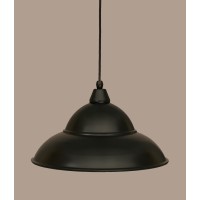 Cord Mini Pendant Shown In Matte Black Finish With 16 Matte Black Double Bubble Metal Shade