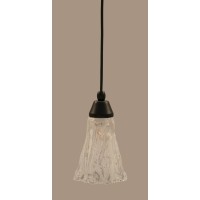 Cord Mini Pendant Shown In Matte Black Finish With 5.5 Italian Ice Glass