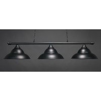 Oxford 3 Light Bar Shown In Matte Black Finish With 16 Matte Black Double Bubble Metal Shades