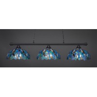 Oxford 3 Light Bar Shown In Matte Black Finish With 16 Blue Mosaic Art Glass