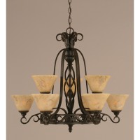 Elegant 9 Light Chandelier Shown In Dark Granite Finish With 7