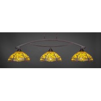 Bow 3 Light Bar Shown In Dark Granite Finish With 16 Amber Dragonfly Art Glass