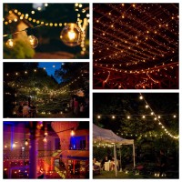 Hometown Evolution, Inc. 50 Foot G40 Globe String Lights With Clear Bulbs And Black Wire (+ 2 Free Spares) For Patio Deck Cafe Bistro And Outdoor Lighting