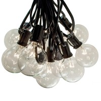 Hometown Evolution, Inc. 50 Foot G50 Globe Patio String Lights With Black Wire (+ 2 Free Spares) With 2