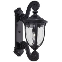 John Timberland Bellagio European Outdoor Wall Light Fixture Texturized Black Dual Scroll Arm 24 Clear Hammered Glass For Exte