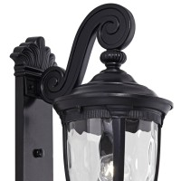 John Timberland Bellagio European Outdoor Wall Light Fixture Texturized Black Dual Scroll Arm 24 Clear Hammered Glass For Exte