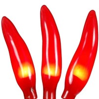 Novelty Lights Cp-35 Chilli Pepper Mini Light Set, Red, Green Wire, 35 Light, 11' Long