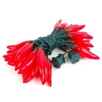 Novelty Lights Cp-35 Chilli Pepper Mini Light Set, Red, Green Wire, 35 Light, 11' Long