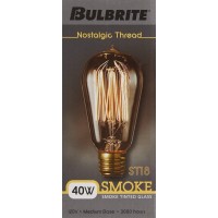 Bulbrite Nos40-1910/Smk 40-Watt Nostalgic Edison St18 Bulb, Vintage Thread Filament, Medium Base, Smoke