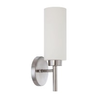 Luminance F2801-80 Contemporary 1 Incandescent Rossington One Light Wall Sconce In Bright Satin Nickel Finish