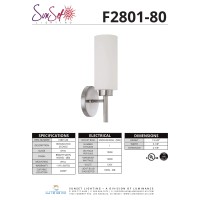 Luminance F2801-80 Contemporary 1 Incandescent Rossington One Light Wall Sconce In Bright Satin Nickel Finish