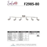 Sunset Lighting F2985-80 Six Light Tracklight With Bright Satin Nickel Finish