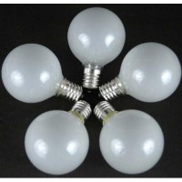 Novelty Lights G50 Outdoor String Light Globe Replacement Bulbs, E12/C7 Base, Frosted White, 25 Pack