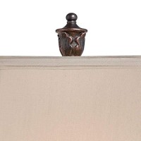 Regency Hill Exeter Traditional Style Table Lamps 30 Tall Full Size Set Of 2 Bronze Wood Carved Leaf Creme Rectangular Bell Shade Decor For Living Room Bedroom House Bedside Nightstand Office