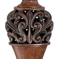 Regency Hill Exeter Traditional Style Table Lamps 30 Tall Full Size Set Of 2 Bronze Wood Carved Leaf Creme Rectangular Bell Shade Decor For Living Room Bedroom House Bedside Nightstand Office