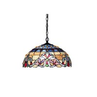 Chloe Lighting Ch33381Vb18-Dh2 Tiffany Style Victorian 2-Light Ceiling Pendant Fixture 18-Inch Shade, Multicolored