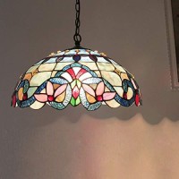 Chloe Lighting Ch33381Vb18-Dh2 Tiffany Style Victorian 2-Light Ceiling Pendant Fixture 18-Inch Shade, Multicolored