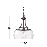 Franklin Iron Works Bronze Pendant Light Fixture Charleston Bronze Clear Glass Small Farmhouse Pendant Light For Kitchen Isl