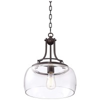 Franklin Iron Works Bronze Pendant Light Fixture Charleston Bronze Clear Glass Small Farmhouse Pendant Light For Kitchen Isl