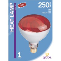 Globe Electric 03917 250-Watt R40 Incandescent Heat Lamp Light Bulb, E26 Base, Red