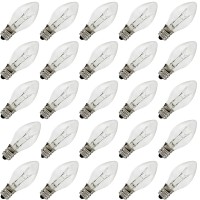 Creative Hobbies Box Of 25 Clear Blinker Light Bulbs, C7 Candelabra Base,Random Blinking - Great For Night Lights And Christmas Strings | 7 Watt Candelabra Base