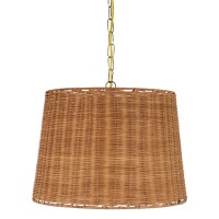 Upgradelights Wicker Rattan Swag Lamp Lighting Fixture Hanging Plug-In Light 14X16X11.75