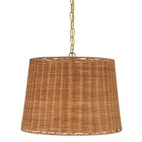 Upgradelights Wicker Rattan Swag Lamp Lighting Fixture Hanging Plug-In Light 14X16X11.75