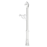 Lewiston Equine Post Only, With Support Bracket, Decorative Ornate Base And Horsehead Finial , White