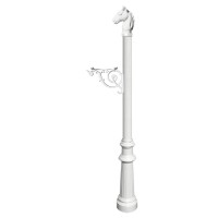 Lewiston Equine Post Only, With Support Bracket, Decorative Fluted Base And Horsehead Finial , White