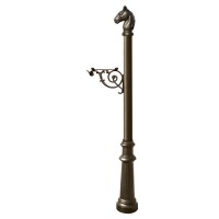 Lewiston Equine Post Only, With Support Bracket, Decorative Fluted Base And Horsehead Finial , Bronze