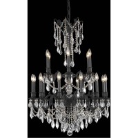 9218 Rosalia Collection Chandelier D:32In H:42In Lt:18 Dark Bronze Finish (Royal Cut Crystals)