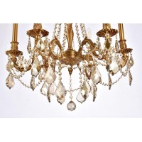 Elegant lighting 9206d23fggt Rosalie 6light singletier crystal chandelier finished in French gold with smoky Golden Teak crystals elegant lighting 9206d23fggt features base finish French gold with smoky Golden Teak crystal choose from royal cut or Swarovs