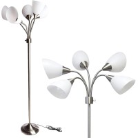 Adesso 7205-22 Multi-White Shade Floor Lamp, Adjustable Gooseneck Arms, Silver