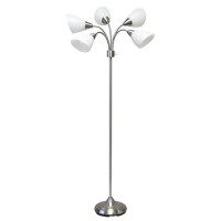 Adesso 7205-22 Multi-White Shade Floor Lamp, Adjustable Gooseneck Arms, Silver