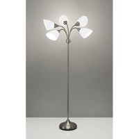 Adesso 7205-22 Multi-White Shade Floor Lamp, Adjustable Gooseneck Arms, Silver