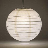 Quasimoon Paperlanternstore Decorative Paper Lantern - (Single, 20-Inch, White, Even Ribbing) Round Paper Lantern - Ideal Wedding And Party Decor Or Home Accent, Lighting Optional