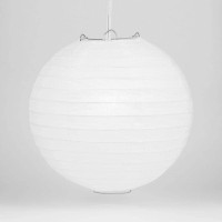 Quasimoon Paperlanternstore Decorative Paper Lantern - (Single, 20-Inch, White, Even Ribbing) Round Paper Lantern - Ideal Wedding And Party Decor Or Home Accent, Lighting Optional