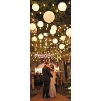 Quasimoon Paperlanternstore Decorative Paper Lantern - (Single, 20-Inch, White, Even Ribbing) Round Paper Lantern - Ideal Wedding And Party Decor Or Home Accent, Lighting Optional