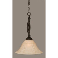 Bow Pendant Shown In Dark Granite Finish With 14 Italian Marble Glass