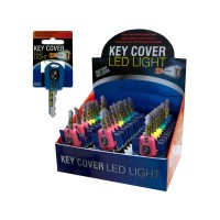 Easily identify keys and light the way with this Key Cover LED Light featuring a colored plastic cover with a squeeze light that helps brighten low light situations Great for campers boats and garages Battery included There are 30 assorted color key cover