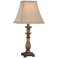 Regency Hill Alzano Rustic Traditional Cottage Style Accent Table Lamp 18 High Antique Distressed Light Bronze Brown Square Shade Decor For Bedroom House Bedside Nightstand Home Office