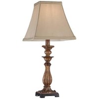 Regency Hill Alzano Rustic Traditional Cottage Style Accent Table Lamp 18 High Antique Distressed Light Bronze Brown Square Shade Decor For Bedroom House Bedside Nightstand Home Office