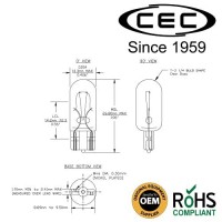 Cec Industries 193 Light Bulb, 14V, 4.62W, T3.25 Shape (10-Pack)