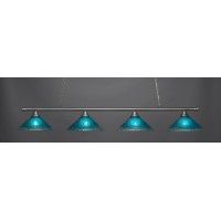 Oxford 4 Light Bar Shown In Brushed Nickel Finish With 16 Teal Crystal Glass