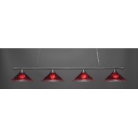 Oxford 4 Light Bar Shown In Brushed Nickel Finish With 16 Raspberry Crystal Glass