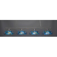 Oxford 4 Light Bar Shown In Brushed Nickel Finish With 16 Blue Mosaic Art Glass