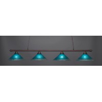 Oxford 4 Light Bar Shown In Bronze Finish With 16 Teal Crystal Glass