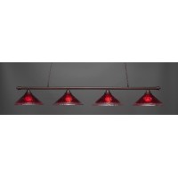 Oxford 4 Light Bar Shown In Bronze Finish With 16 Raspberry Crystal Glass