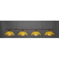 Oxford 4 Light Bar Shown In Bronze Finish With 16 Amber Dragonfly Art Glass